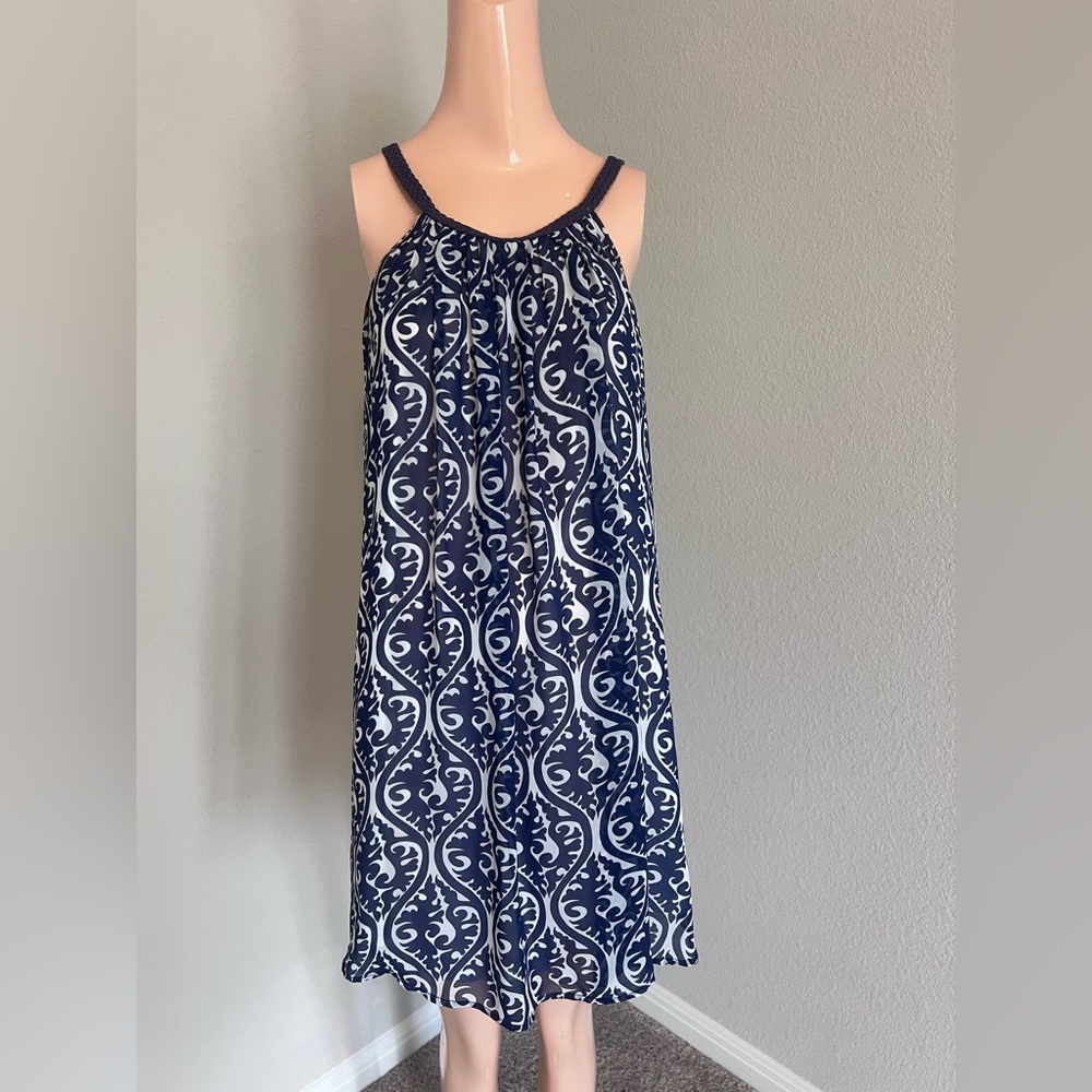 Charming Charlie Navy and White Maxi Dress